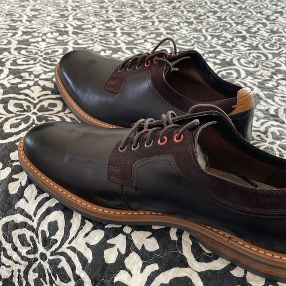 Men’s Dark Brown Leather and Suede Size 13 Clarks Lace-up with Tan Leather Trim - Picture 2 of 9